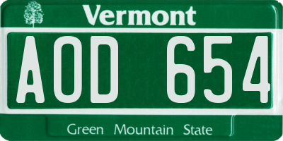 VT license plate AOD654