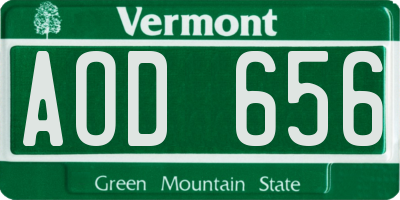 VT license plate AOD656