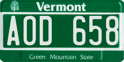 VT license plate AOD658
