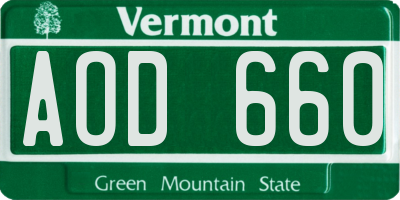 VT license plate AOD660