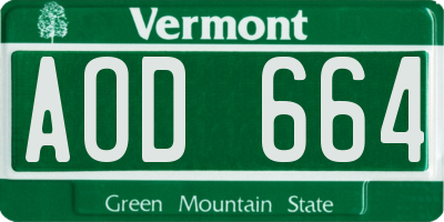 VT license plate AOD664