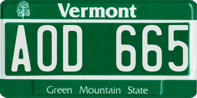 VT license plate AOD665