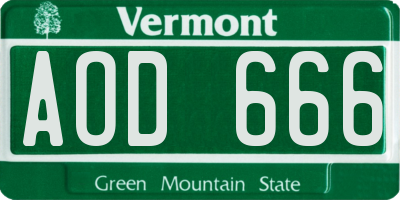 VT license plate AOD666