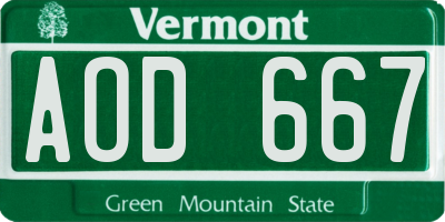 VT license plate AOD667