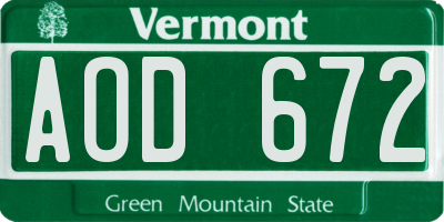 VT license plate AOD672