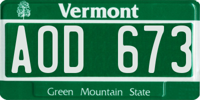 VT license plate AOD673