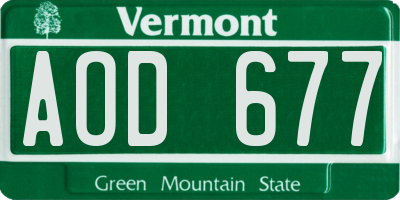 VT license plate AOD677