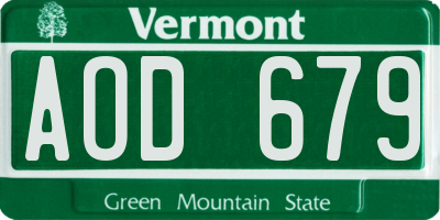 VT license plate AOD679