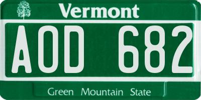 VT license plate AOD682