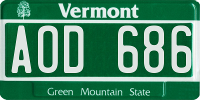 VT license plate AOD686