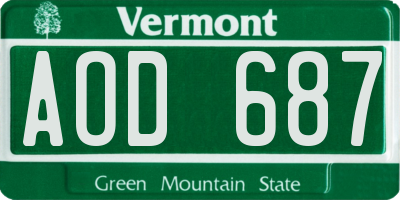 VT license plate AOD687