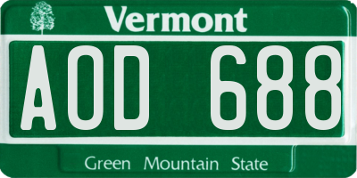 VT license plate AOD688
