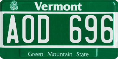 VT license plate AOD696