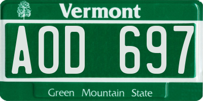 VT license plate AOD697