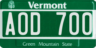 VT license plate AOD700