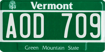 VT license plate AOD709