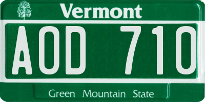 VT license plate AOD710