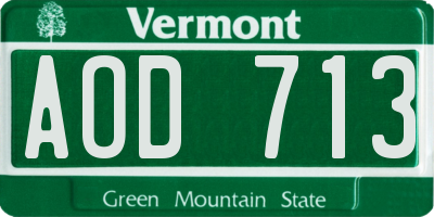 VT license plate AOD713