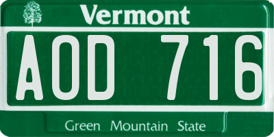 VT license plate AOD716