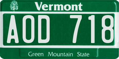 VT license plate AOD718