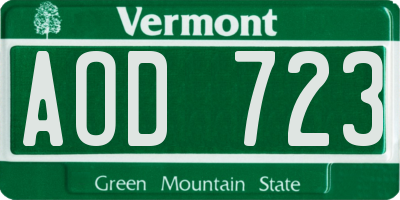 VT license plate AOD723