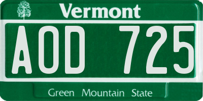 VT license plate AOD725