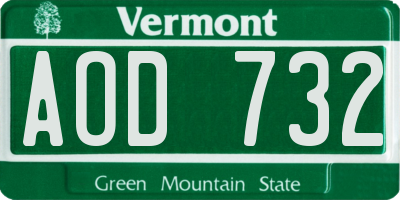 VT license plate AOD732