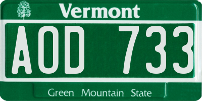 VT license plate AOD733