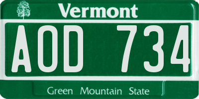 VT license plate AOD734