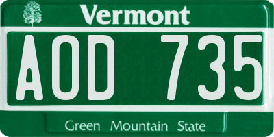 VT license plate AOD735
