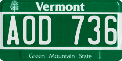 VT license plate AOD736