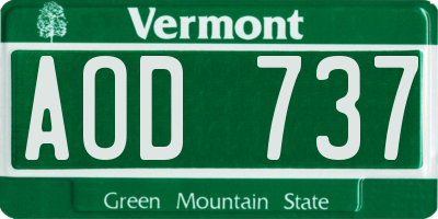 VT license plate AOD737
