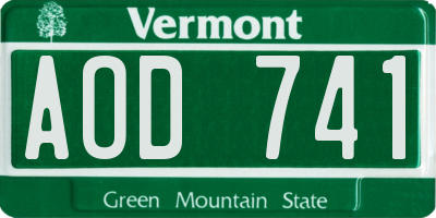 VT license plate AOD741