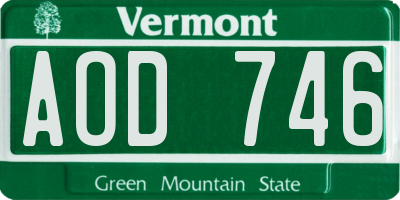 VT license plate AOD746