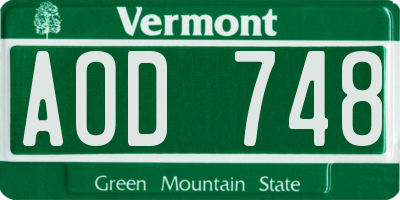 VT license plate AOD748
