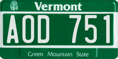 VT license plate AOD751