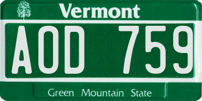 VT license plate AOD759