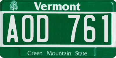 VT license plate AOD761