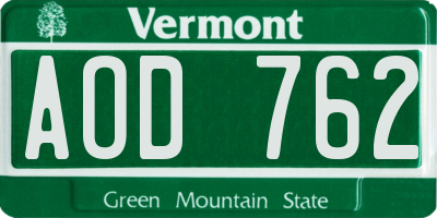 VT license plate AOD762