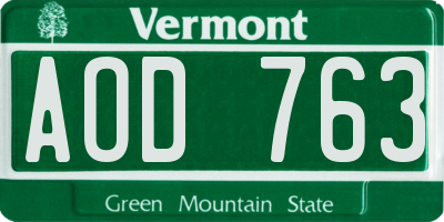 VT license plate AOD763