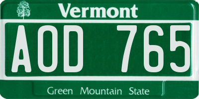 VT license plate AOD765