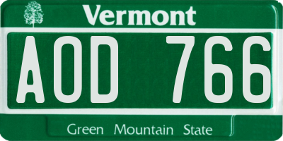 VT license plate AOD766