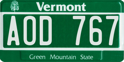 VT license plate AOD767