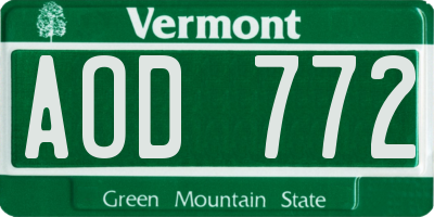 VT license plate AOD772
