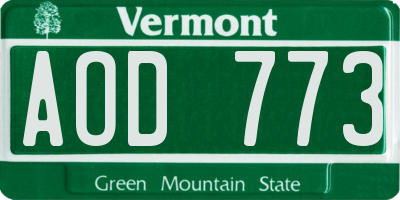 VT license plate AOD773