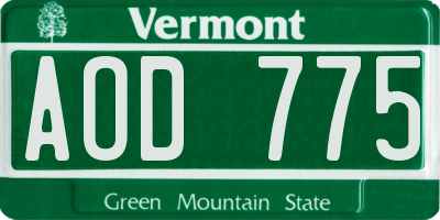 VT license plate AOD775