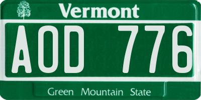 VT license plate AOD776