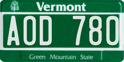 VT license plate AOD780
