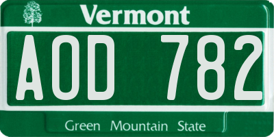 VT license plate AOD782