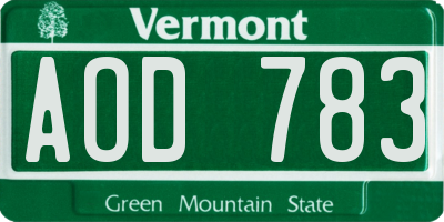 VT license plate AOD783